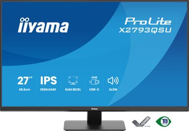 iiyama ProLite X2793QSU-B1 computer monitor 68.6 cm (27") 2560 x 1440 pixels Quad HD LED Black view 2