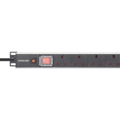 Intellinet 19" 1U PDU 12-way UK, Vertical type, With switch and overload protection, Rackmount, Power Distribution Unit, UK 3-pin outlets, 1.8m power cord, output view 5