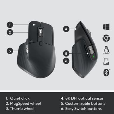 Logitech Master MX Keys Combo for Bussiness keyboard Mouse included Office RF Wireless + Bluetooth QWERTY US International Graphite view 12