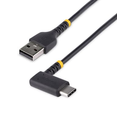 StarTech.com 1ft (30cm) USB-A to USB-C Fast Charging Cable, Rugged, Right-Angled, Charge & Sync, 3A, USB 2.0, TPE Jacket and Aramid Fiber - USB Charging Cord view 1