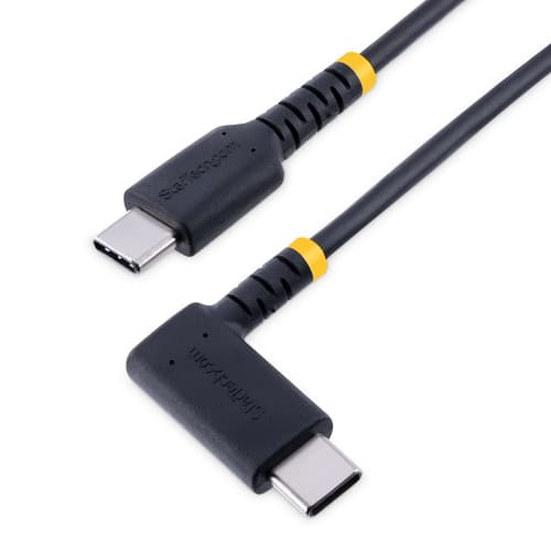 StarTech.com 1ft (30cm) USB-C Fast Charging Cable, Rugged, Right-Angled, Charge & Sync, 60W (3A) PD, USB 2.0, TPE Jacket and Aramid Fiber - USB C Charging Cord