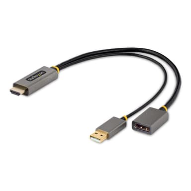 StarTech.com 1ft (30cm) HDMI to DisplayPort Adapter Cable, Active 4K 60Hz HDMI 2.0 to DP 1.2 Converter, HDR, USB Bus Powered, HDMI Source to DisplayPort Monitor for Laptops/PC view 1