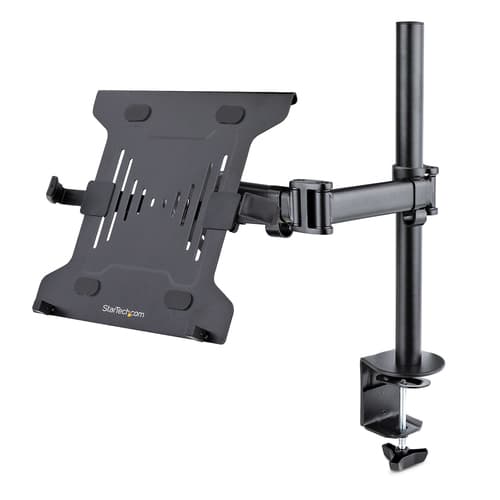 StarTech.com Laptop Desk Mount - Monitor and Laptop Mount - Displays up to 34" (17.6lb/8kg) & Laptops (4.5kg/9.9lb) - Articulating VESA Laptop Tray Arm - Clamp / Grommet Mount