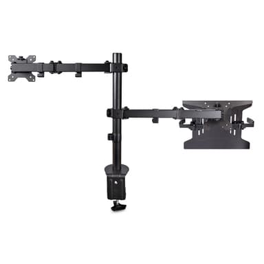 StarTech.com Monitor Arm with VESA Laptop Tray, For a Laptop (4.5kg/9.9lb) and a Single Display up to 32" (17.6lb/8kg), Black, Vented Tray, Adjustable Laptop Arm Mount, C-clamp/Grommet Mount view 4