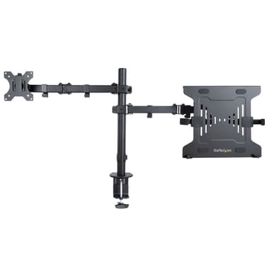 StarTech.com Monitor Arm with VESA Laptop Tray, For a Laptop (4.5kg/9.9lb) and a Single Display up to 32" (17.6lb/8kg), Black, Vented Tray, Adjustable Laptop Arm Mount, C-clamp/Grommet Mount view 3