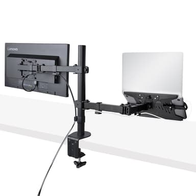 StarTech.com Monitor Arm with VESA Laptop Tray, For a Laptop (4.5kg/9.9lb) and a Single Display up to 32" (17.6lb/8kg), Black, Vented Tray, Adjustable Laptop Arm Mount, C-clamp/Grommet Mount view 6