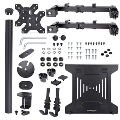 StarTech.com Monitor Arm with VESA Laptop Tray, For a Laptop (4.5kg/9.9lb) and a Single Display up to 32" (17.6lb/8kg), Black, Vented Tray, Adjustable Laptop Arm Mount, C-clamp/Grommet Mount view 21
