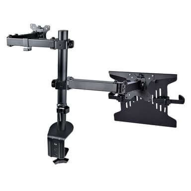 StarTech.com Monitor Arm with VESA Laptop Tray, For a Laptop (4.5kg/9.9lb) and a Single Display up to 32" (17.6lb/8kg), Black, Vented Tray, Adjustable Laptop Arm Mount, C-clamp/Grommet Mount view 2