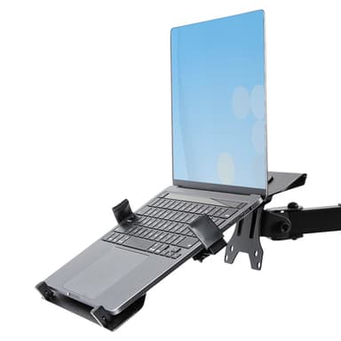 StarTech.com Monitor Arm with VESA Laptop Tray, For a Laptop (4.5kg/9.9lb) and a Single Display up to 32" (17.6lb/8kg), Black, Vented Tray, Adjustable Laptop Arm Mount, C-clamp/Grommet Mount view 13
