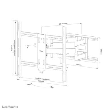 Neomounts WL40S-950BL18 Heavy duty wall mount 55-110" - full motion view 20