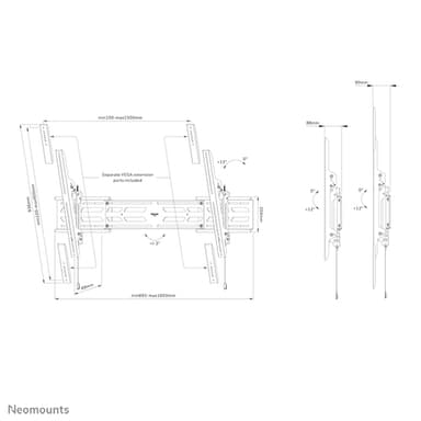 Neomounts WL35S-950BL19 Heavy duty wall mount 55-115" - tiltable - lockable - landscape and portrait view 19