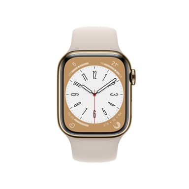 Apple Watch Series 8 OLED 41 mm Digital 352 x 430 pixels Touchscreen 4G Gold Wi-Fi GPS (satellite) view 2