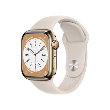Apple Watch Series 8 OLED 41 mm Digital 352 x 430 pixels Touchscreen 4G Gold Wi-Fi GPS (satellite) view 1