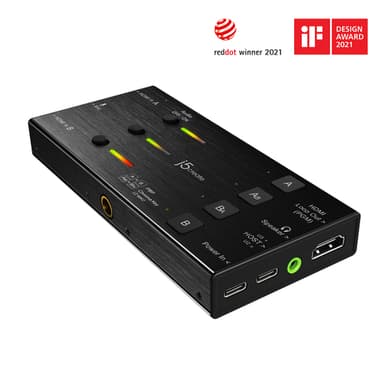 j5create JVA06 Dual HDMI™ Video Capture Card, 1920*1080 Video Capture Resolution, 3 x HDMI ports and 2 x USB ports, Black view 1