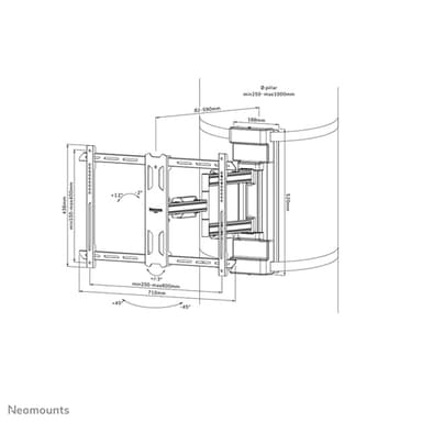 Neomounts WL40S-910BL16 TV pillar mount 40-70" - full motion - diam. 25-100 cm view 16