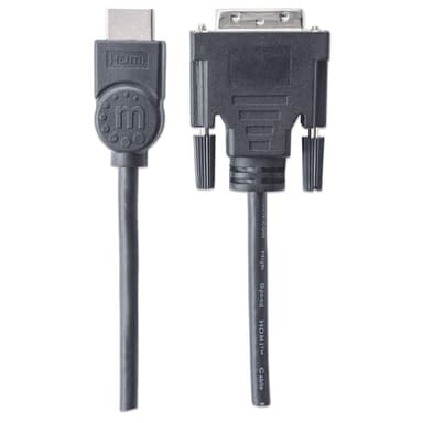 Manhattan HDMI to DVI-D 24+1 Cable, 1.8m, Male to Male, Black, Dual Link, Compatible with DVD-D, Lifetime Warranty, Equivalent to HDMIDVIMM6 view 3