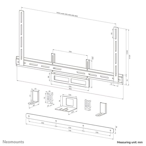 Neomounts AV2-500BL Videobar kit 43-110" - VESA - max 10 kg - universal