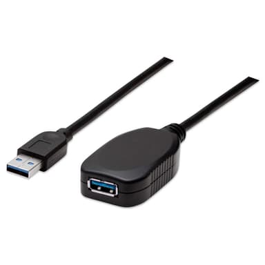 Manhattan USB-A to USB-A Extension Cable, 5m, Male to Female, Active, 5 Gbps (USB 3.2 Gen1 aka USB 3.0), Built In Repeater, SuperSpeed USB, Black, Three Year Warranty, Equivalent to USB2AAEXT5M. view 1
