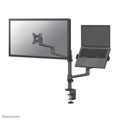 Neomounts DS20-425BL2 Monitor arm with laptop holder 17-27" - space saving view 1