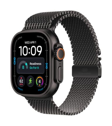 Apple Watch Ultra 4 GPS + Cellular 49mm Black Titanium Case with Black Titanium Milanese Loop - M view 1
