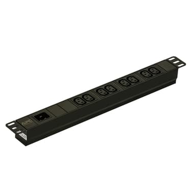 APC Easy Rack PDU, Basic, 1U, 1 Phase, 3.7kW, 230V, 16A, 8 x C13 outlets, IEC60320 C20 inlet view 1