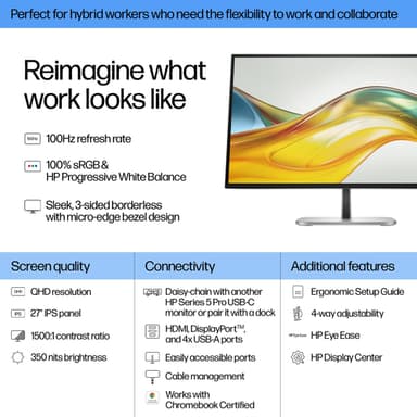 HP Series 5 Pro 27 inch QHD Monitor - 527pq view 7