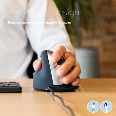 R-Go Tools Ergonomic mouse R-Go HE Break with break software, large (hand size ≥ 185 mm), left-handed, Wired, black view 12