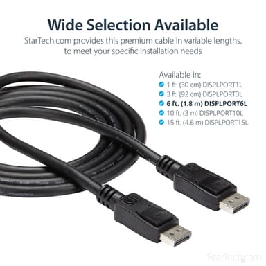 StarTech.com 6ft (2m) DisplayPort 1.2 Cable - 4K x 2K Ultra HD VESA Certified DisplayPort Cable - DP to DP Cable for Monitor - DP Video/Display Cord - Latching DP Connectors view 11