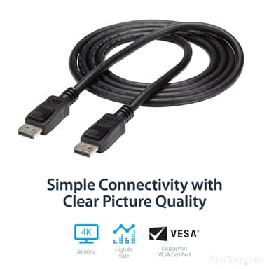 StarTech.com 6ft (2m) DisplayPort 1.2 Cable - 4K x 2K Ultra HD VESA Certified DisplayPort Cable - DP to DP Cable for Monitor - DP Video/Display Cord - Latching DP Connectors view 10