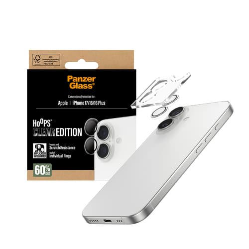 PanzerGlass ® Hoops® Camera Lens Protector Transparent iPhone 17 | iPhone 16 | 16 Plus Clear screen protector Apple 1 pc(s)