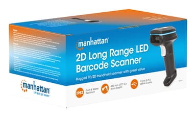 Manhattan 2D Long Range LED Barcode Scanner, USB, 450mm Scan Depth, Max Ambient Light 100,000 lux (sunlight), Supports symbologies - 1D (x21 versions) and 2D (x10 versions), Scanner RJ45 to USB 1.8m cable (most popular type, which is USB-A), Black, 3 Year Warranty view 11