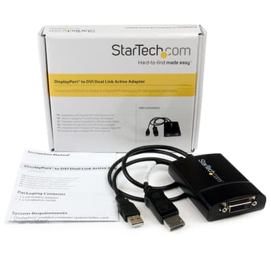 StarTech.com DisplayPort to DVI Dual Link Active Adapter - DisplayPort to DVI-D Adapter Video Converter 2560x1600 60Hz - DP 1.2 to DVI Monitor - USB Powered - Latching DP Connector view 5