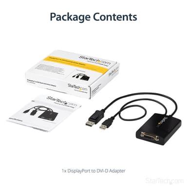 StarTech.com DisplayPort to DVI Dual Link Active Adapter - DisplayPort to DVI-D Adapter Video Converter 2560x1600 60Hz - DP 1.2 to DVI Monitor - USB Powered - Latching DP Connector view 11
