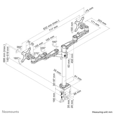 Neomounts FPMA-D935D Monitor arm 14-27" view 8