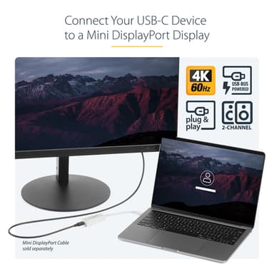 StarTech.com USB-C to Mini DisplayPort Adapter - 4K 60Hz - White - USB 3.1 Type-C to Mini DP Adapter - Upgraded Version is CDP2MDPEC view 8