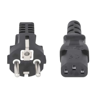 Manhattan Mains Power Cord/Cable, Euro 2-pin plug (CEE 7/4 Schuko) to C13 Female (kettle lead), 1m, 10A, Black, Lifetime Warranty view 3