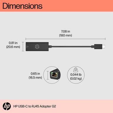 HP USB-C to RJ45 Adapter G2 view 3