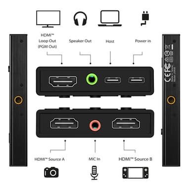 j5create JVA06 Dual HDMI™ Video Capture Card, 1920*1080 Video Capture Resolution, 3 x HDMI ports and 2 x USB ports, Black view 4