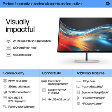 HP Series 7 Pro 24 inch WUXGA Monitor - 724pn view 3