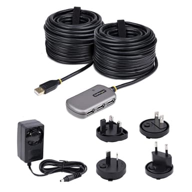 StarTech.com USB Extender Hub, 24m USB 2.0 Extension Cable with 4-Port USB-A Hub, Active/Bus Powered USB Repeater Cable, Optional 10W Power Supply Included, ESD Protection view 5