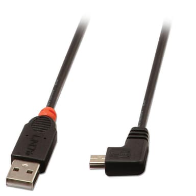 Lindy 1m USB 2.0 Cable - Type A to Mini-B, 90 Degree Right Angle view 1