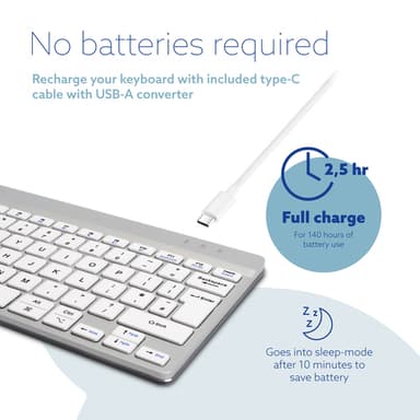 R-Go Tools Ergonomic keyboard R-Go Compact Break, compact keyboard with break software, QWERTY (UK), Bluetooth, white view 16