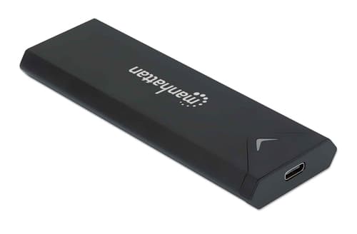Manhattan M.2 NVMe SSD Enclosure, USB-C Female Connection, 10 Gbps (USB 3.2 Gen2 aka USB 3.1), UASP-compliant, SuperSpeed+ USB, Aluminum, Black, Three Year Warranty