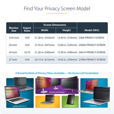 StarTech.com 27-inch 16:9 Computer Monitor Privacy Screen, Hanging Acrylic Filter, Quick-Install Security Shield, Monitor Screen Protector, +/- 30 Deg. View, Glossy - TAA view 12