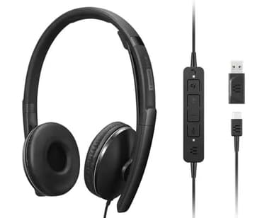 Lenovo 4XD1M45627 headphones/headset Wired Head-band USB Type-C Black view 1