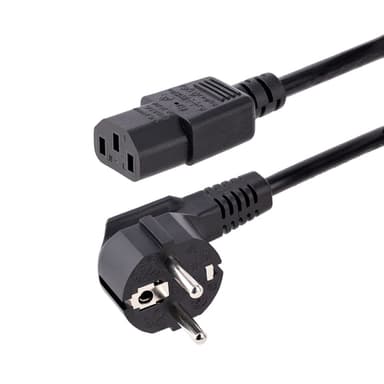 StarTech.com 1m (3ft) Computer Power Cord, 18AWG, EU Schuko to C13 Power Cord, 250V 10A, Black Replacement AC Cord, TV/Monitor Power Cable, Schuko CEE 7/7 to IEC 60320 C13 Power Cord - PC Power Supply Cable view 1