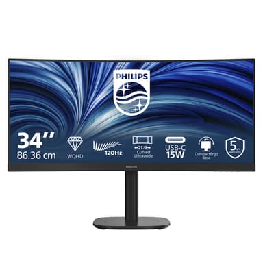 Philips 34B2N3500C/00 computer monitor 86.4 cm (34") 3440 x 1440 pixels Wide Quad HD LCD Black view 1