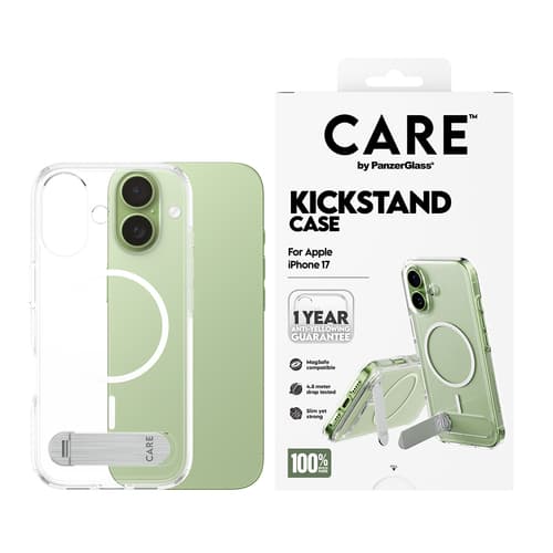PanzerGlass CARE™ by ® Kickstand Case Transparent w. MagSafe iPhone 17