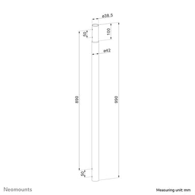 Neomounts ACL25-500BL Extension pole beamer ceiling mount - h 89 cm view 11