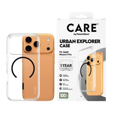PanzerGlass CARE™ by ® Urban Explorer Case Transparent w. Black MagSafe iPhone 17 Pro view 2